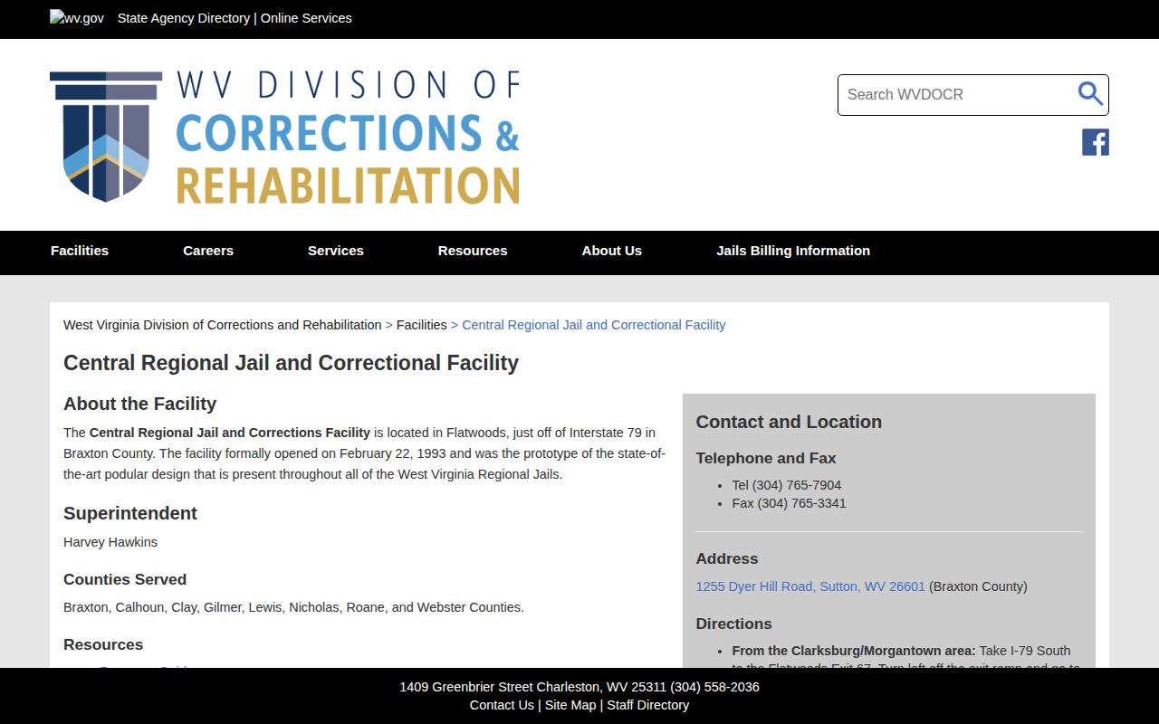 Calhoun County regional-jail booking record source at Central Regional Jail