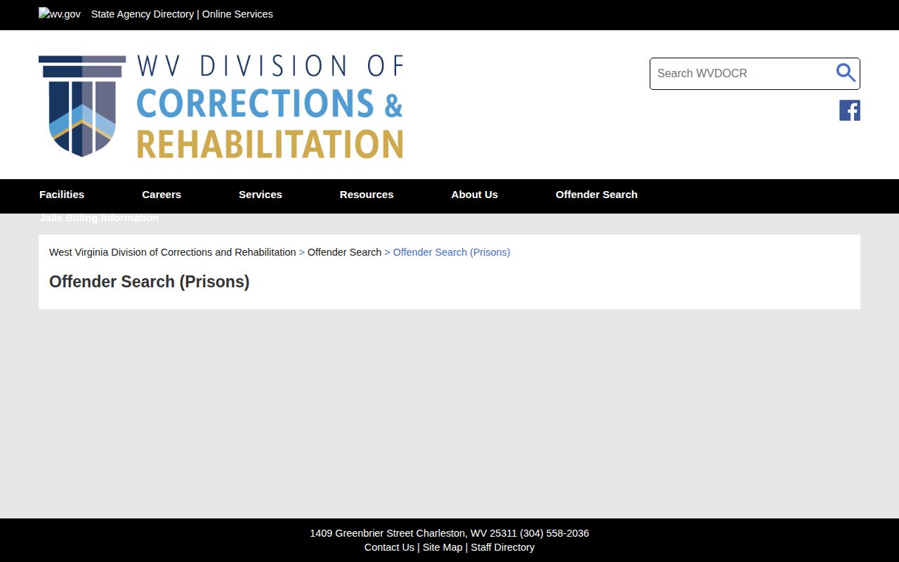 Calhoun County state-prison custody record search through WVDCR